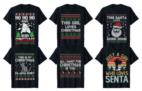 Funny Christmas T-shirt Design Bundle