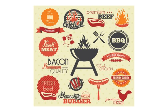 Vintage BBQ Grill Labels